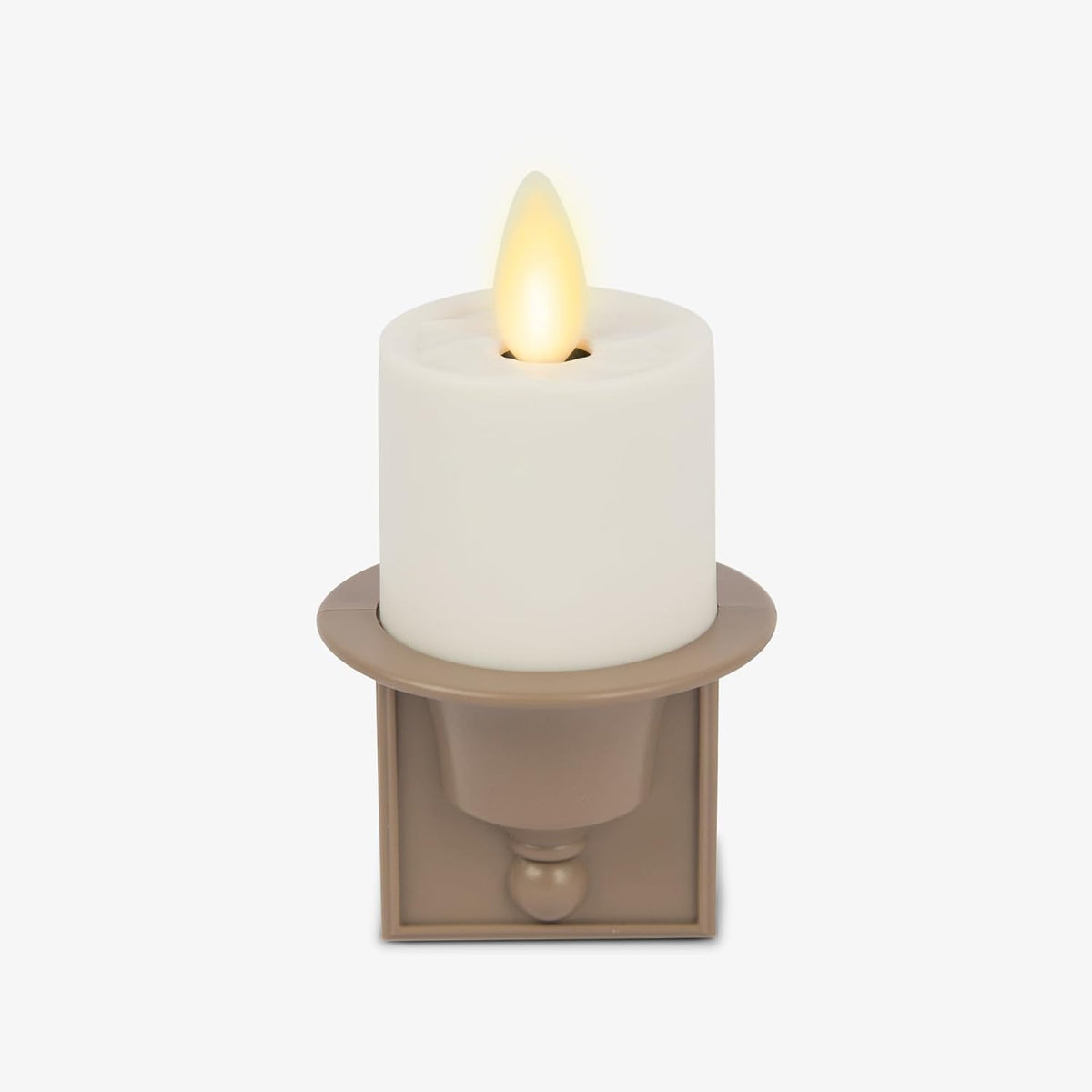 Luminara Flameless Candle Nightlight w/Dusk to Dawn Light Dark Auto Sensor, Timeless Taupe Wall Plug Indoor Night LED Light w/Real-Flame Effect Technology, Bathroom Bedroom Hallway, No Remote Needed