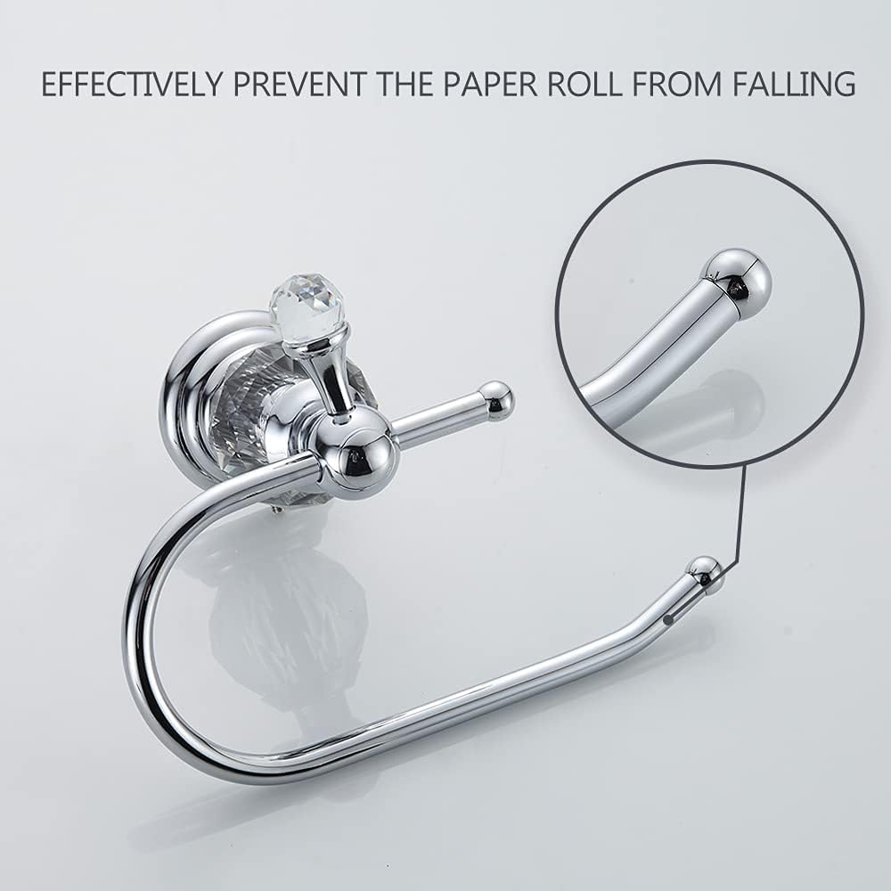 Silver Crystal Toilet Paper Holder, Chrome Bathroom Toilet Paper Roll Hanger Wall Mounted, Modern Toilet Tissue Holder Bathroom Accessory