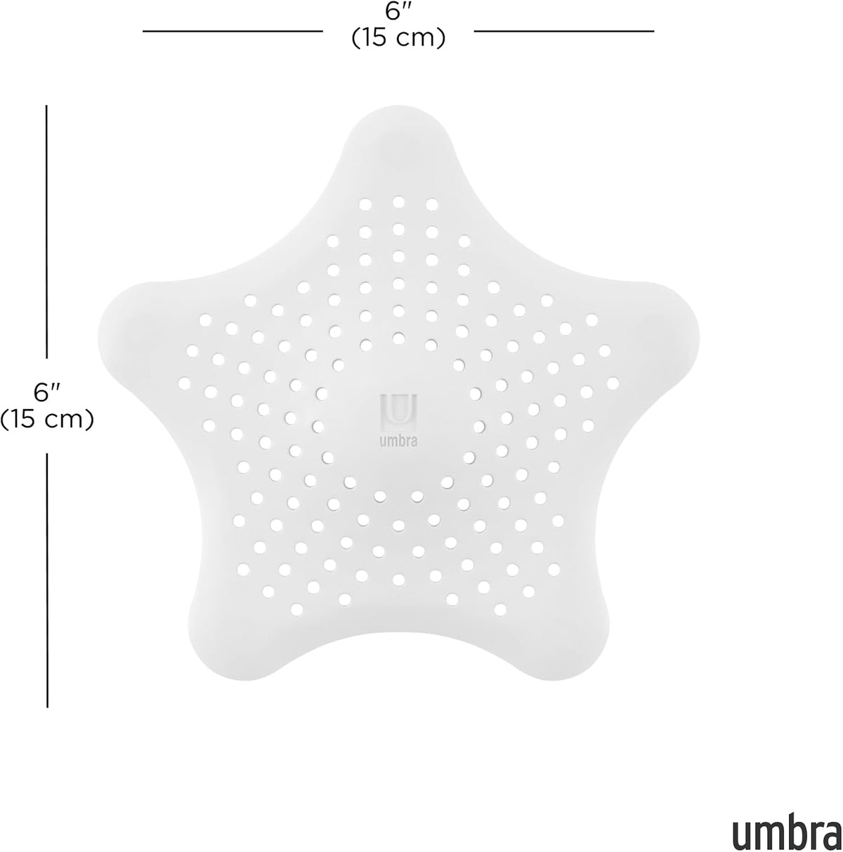 Umbra Starfish Hair Catcher, Suction Cup Drain Cover, 6-Inch, White
