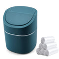Mini Desk Trash Can with Swing Lid, 0.5gal, Includes 180 Bags, Blue