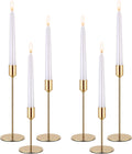 Gold Metal Taper Candle Holders Set of 6, Wedding Dining Table Decor