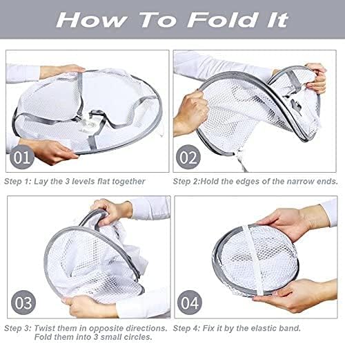 Looca 3-Tier Folded Mesh Clothes Hanging Dryer Sweater Drying Rack 30.3" L * 24.5" W*30.7" H (Pack of 2)