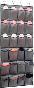 Over The Door Hanging Shoe Organizer Shoe Rack Hanger 24 Large Fabric Pockets Holder with 4 Sturdy Hooks (GREY)
