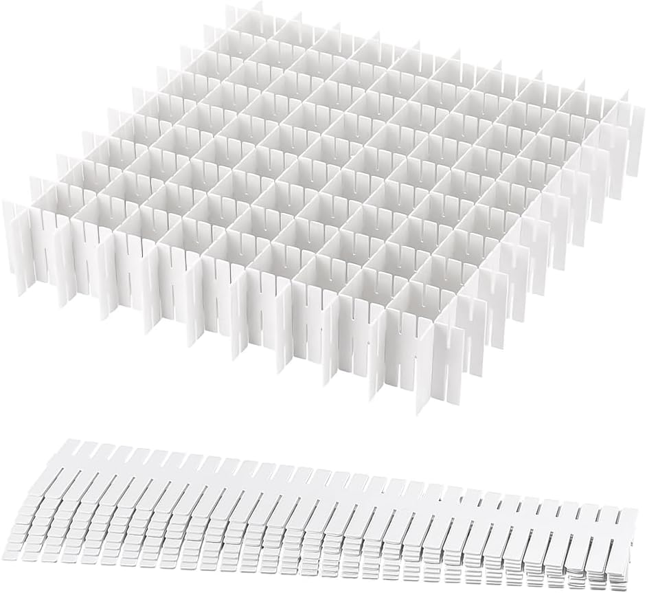 PH PandaHall 40pcs Drawer Dividers Adjustable Drawer Organizer White Drawers Separators Dresser Drawers Organizer for Socks Underwear Clothes Kitchen Bedroom Desk Office Storage, 14.5x2.7 Inch