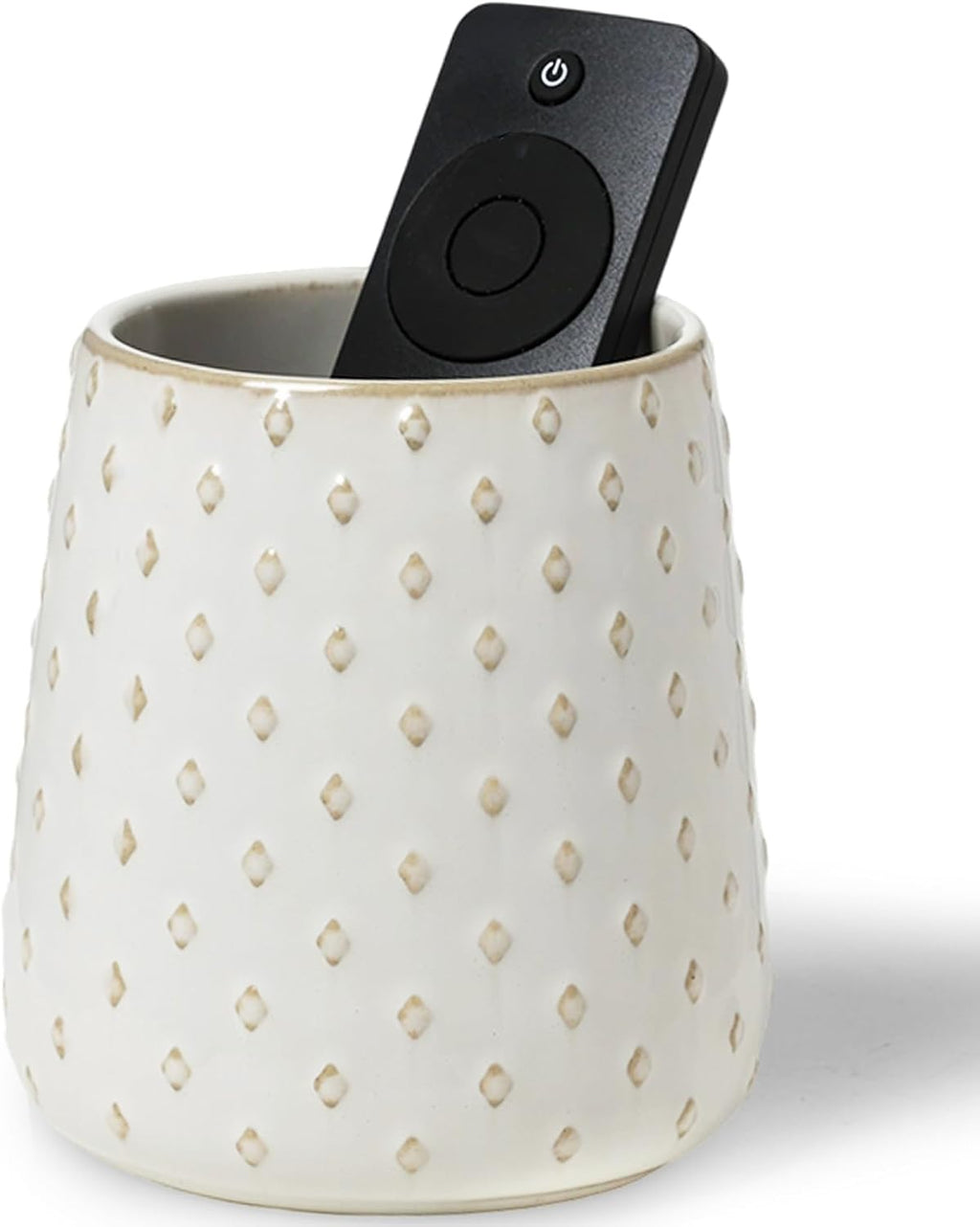 GDCZ Ceramic TV Remote Control Holder, Makeup Brush Pen Holder (White)