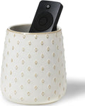 GDCZ Ceramic TV Remote Control Holder, Makeup Brush Pen Holder (White)