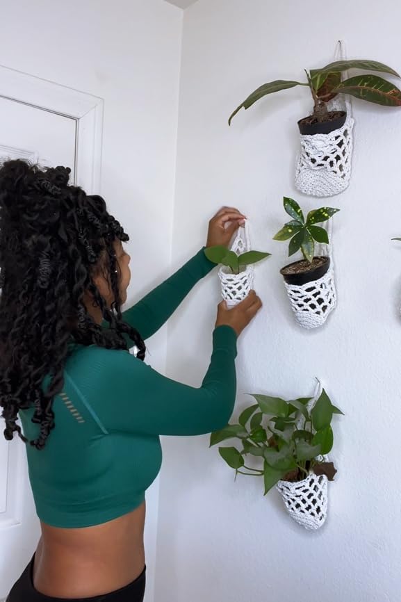 4 Pack Macrame Wall Plant Hanger for 6" & 4 in, Small Hanging Plant Basket