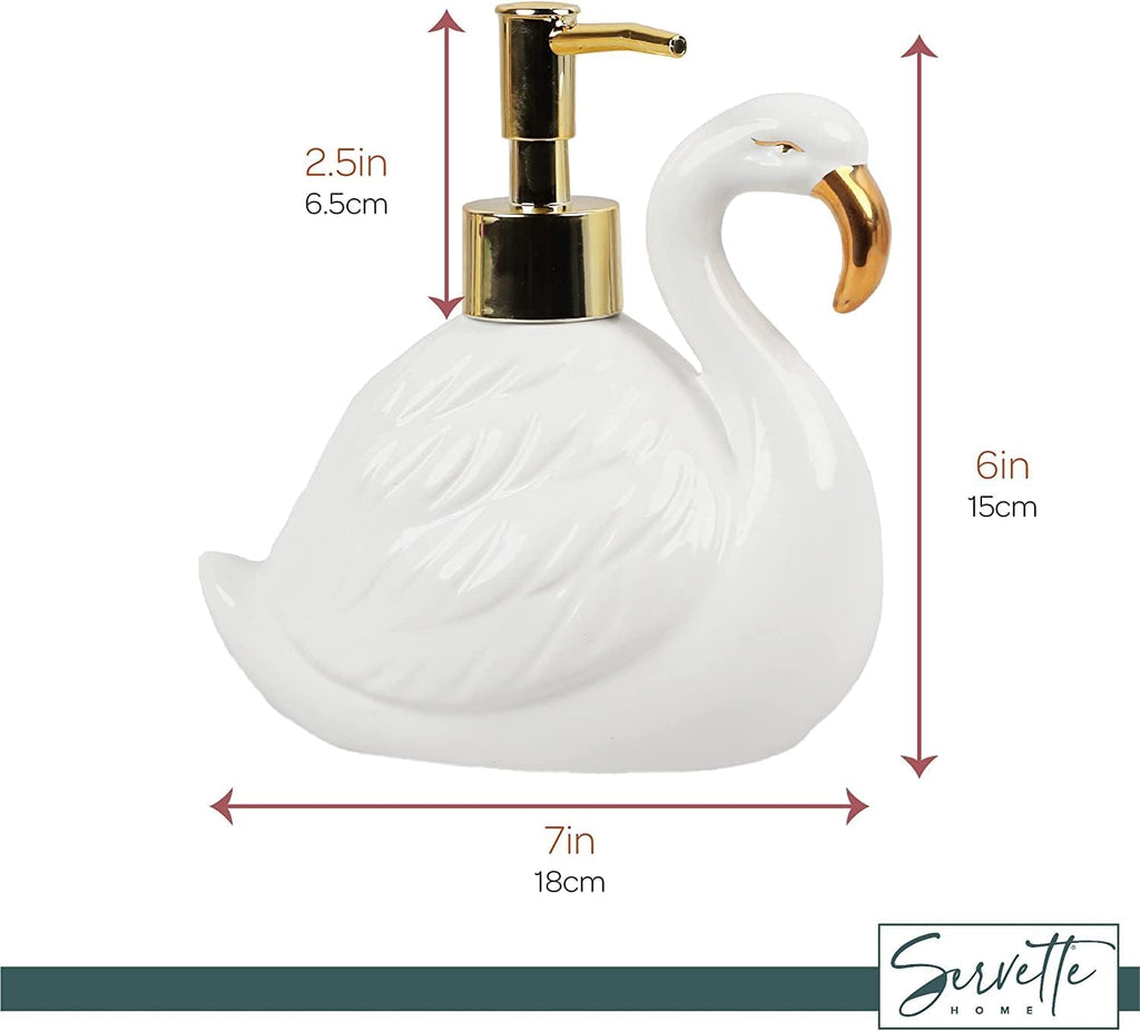 White Swan Soap Dispenser with Pump for Bathroom or Kitchen Sink
