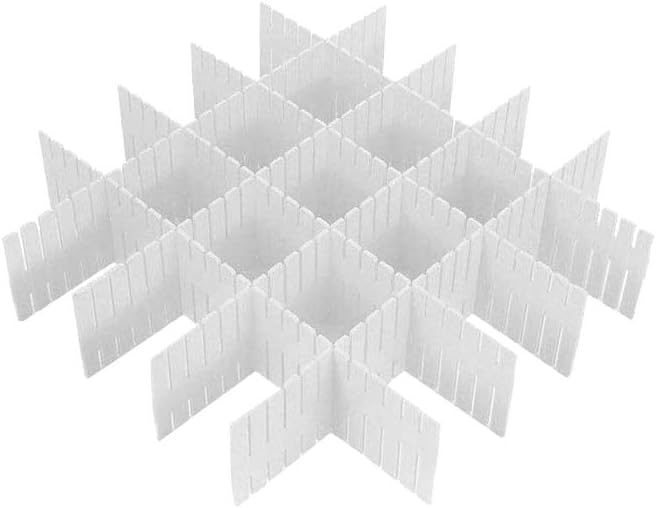 DIY Drawer Dividers, Youngine 8pcs Adjustable Drawer Storage Organizer Plastic Grid for Office Kitchen Home (White)