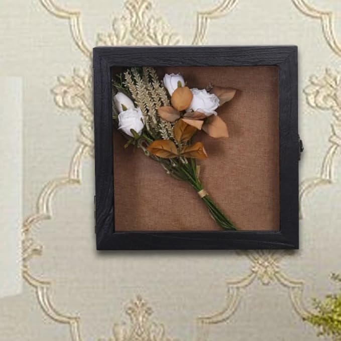 12 x 12 Extra Deep Shadow Box, 4-Inch Exterior Depth, Solid Wood, Black