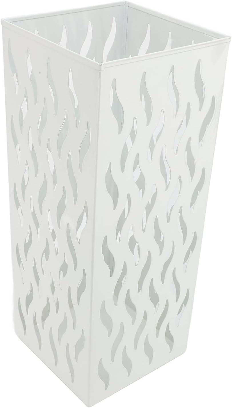 Metal Umbrella Holder, Square Umbrella Stand Rack for Entryway, 6.3" x 6.3" x 16.5" (White)