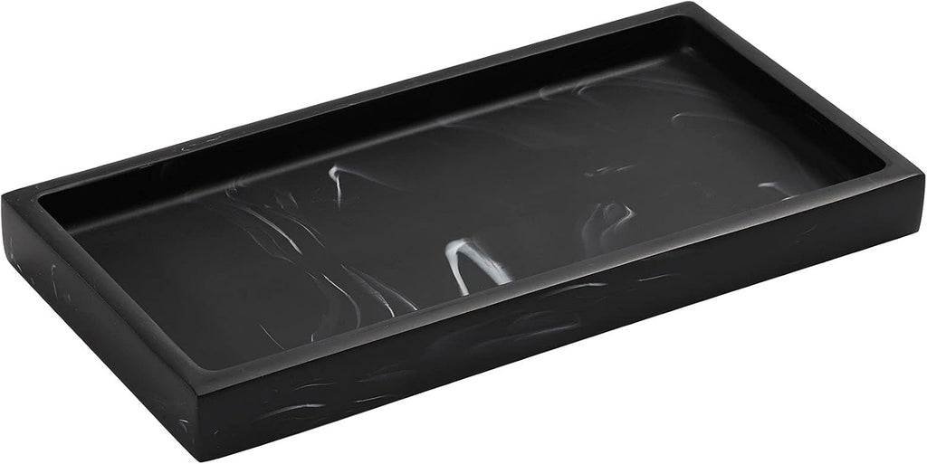 Luxspire Resin Bathroom Vanity Tray Countertop Organizer, Mini, Ink Black