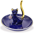 Lucky Kitten Ring Holder Jewelry Dish Organizer, Engagement Wedding Gifts, Boutique Royal Blue Decorative Jewelry Holder