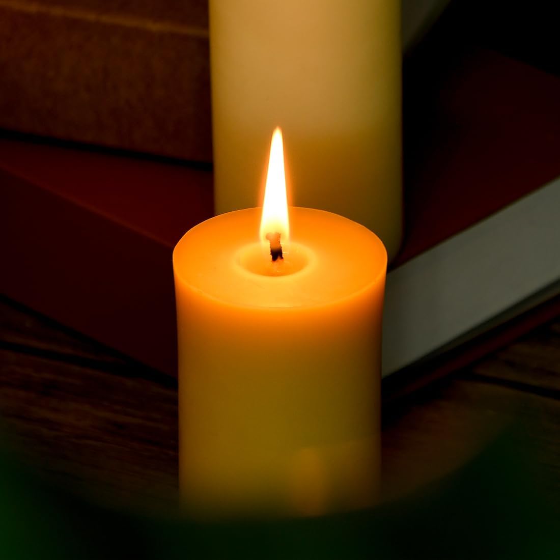 3 Pack 2 inch Thick Natural Beeswax Pillar Candle 4 inch Tall, Yellow