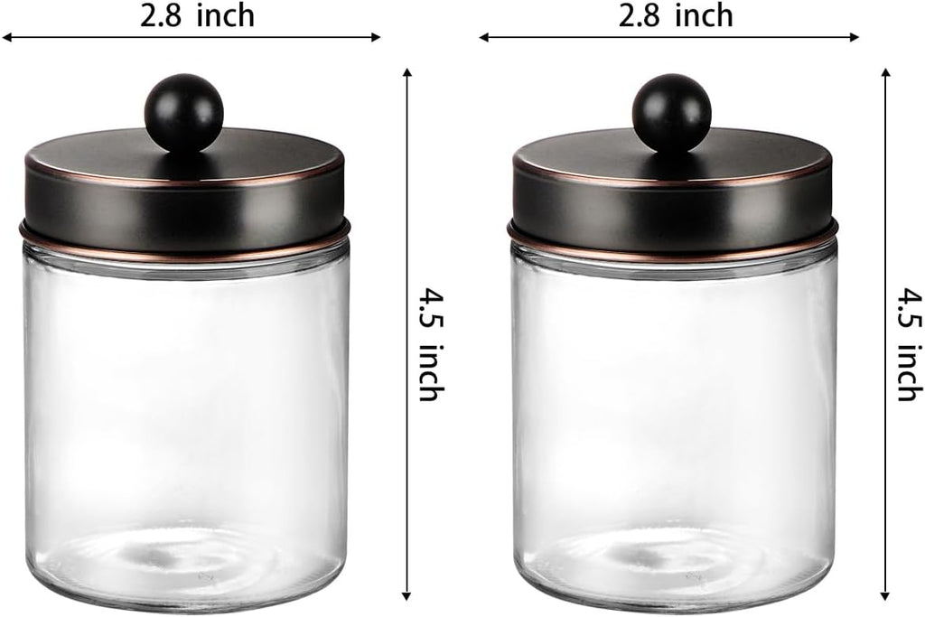 Amolliar Apothecary Jar Bathroom Storage Qtip Holder Glass, ORB 2Pack