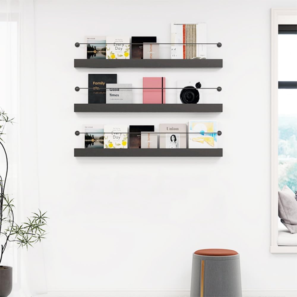 Wall Mounted Magazine Rack, 3 Pack Bookshelf Storage Display Stand Shelves
