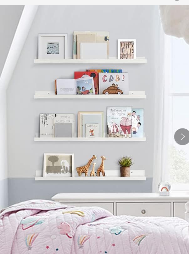 Forbena 36 Inch Long Floating Shelves, White Picture Ledge Shelf for Wall