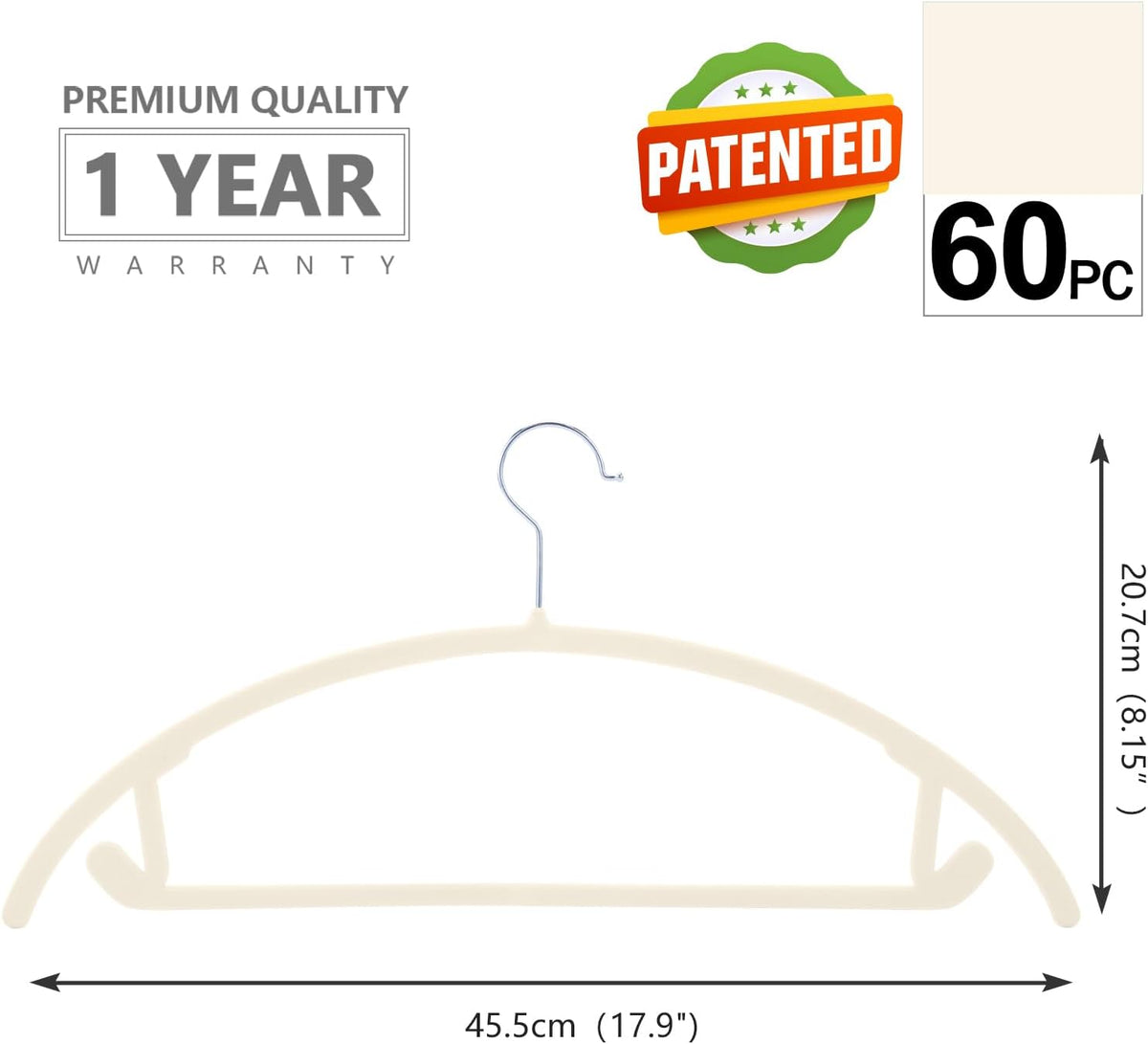 MIZGI Velvet Hangers 60 Pack, Patented Rounded Shoulder Sweater Hangers