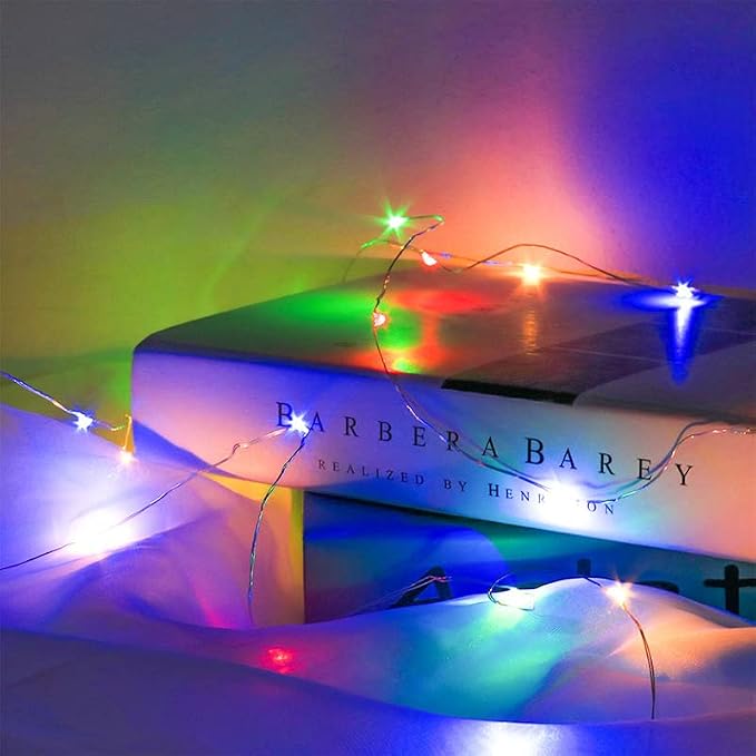 BXROIU Battery Fairy Lights, 6 Pack 20 LED Multi-Colour Silver Wire
