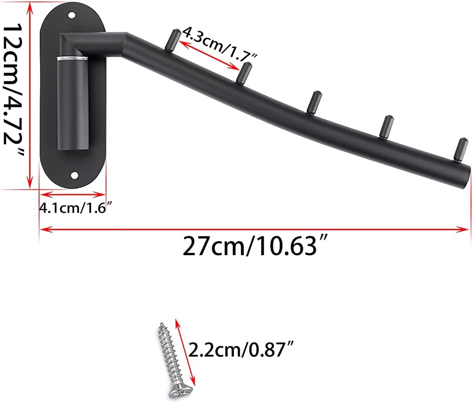 Sumnacon Clothes Hanger Rack，Wall Mount Garment Hook with Swing Arm，Black
