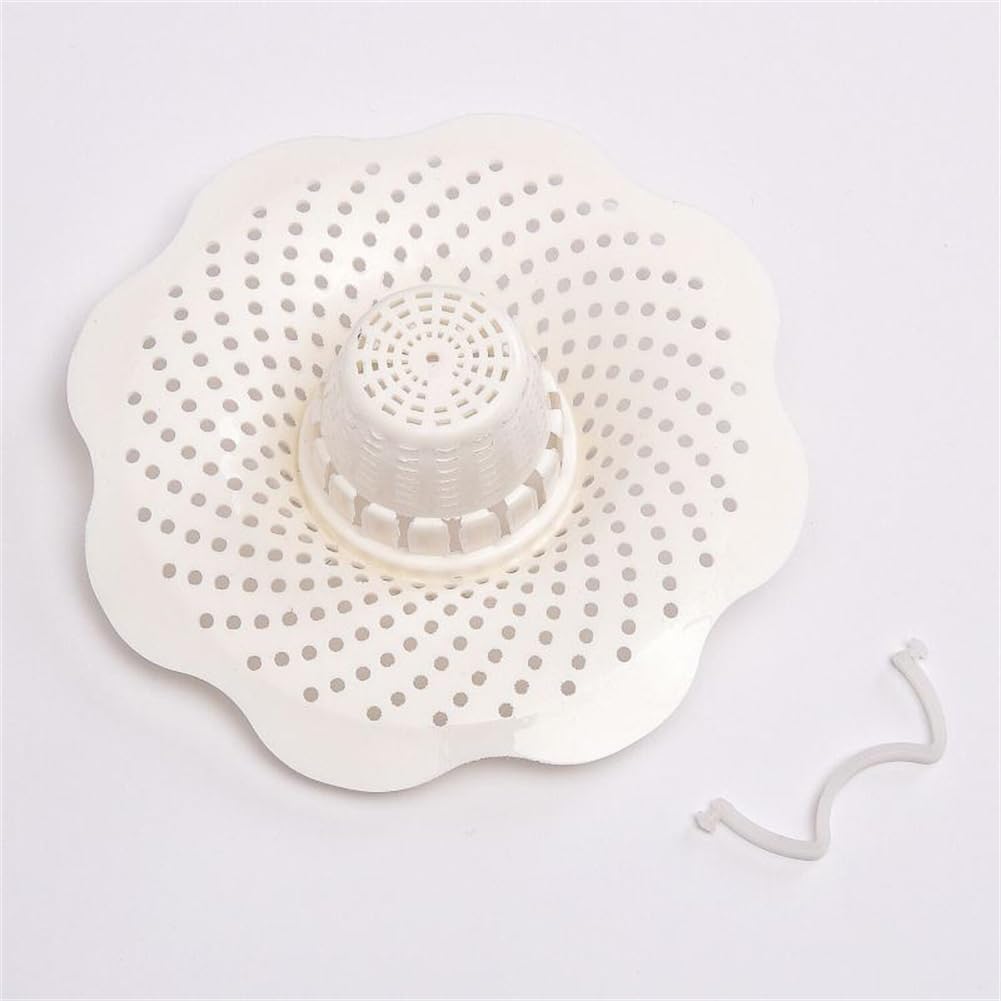 Tub Protector Hair Cather and Strainer, Hair Drain Clog Prevention Drain Snake, Snare and Auger, White