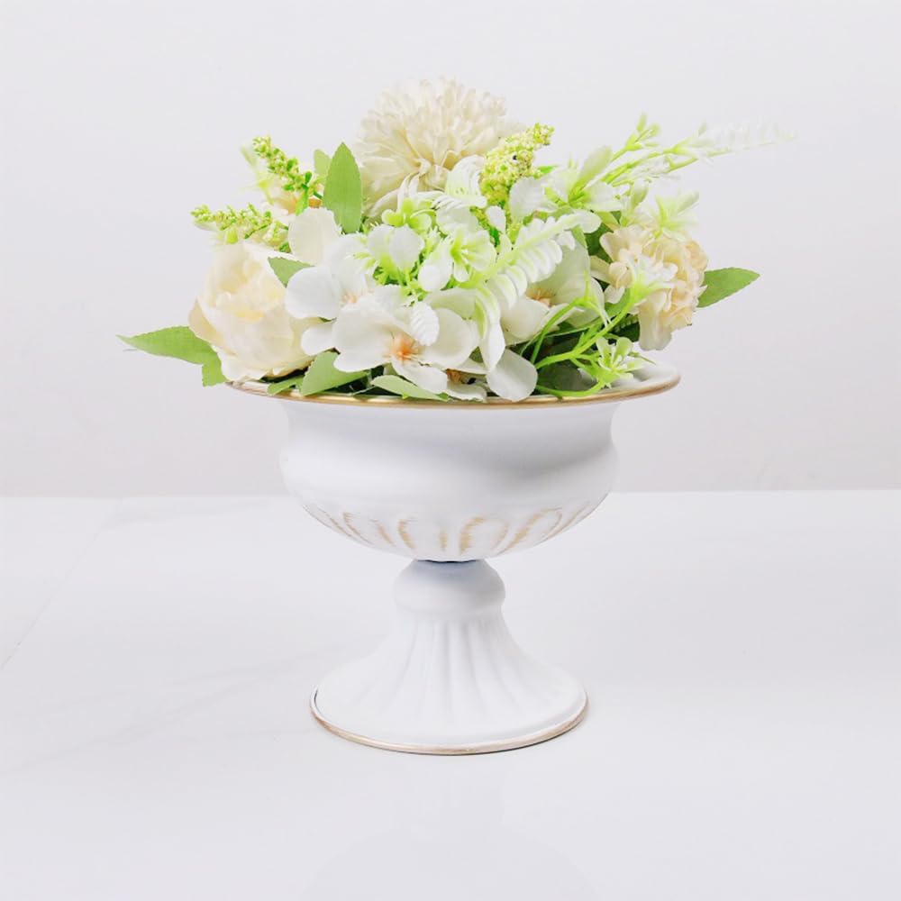 8Pcs White Compote Vases for Centerpieces, 4.7in Small Flower Vases