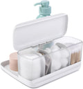 YouCopia HideAway Counter Caddy, Bathroom Vanity Countertop Organizer Tray with Adjustable Dividers and Lid