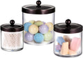 SheeChung 3-Pack Large Plastic Apothecary Jars with Bronze Metal Lids