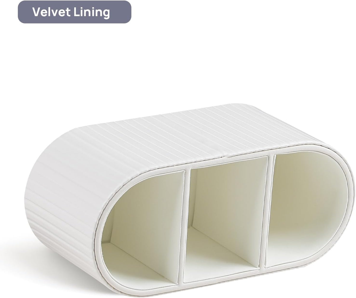 Oval Pen Holder for Desk, Remote Control Holder, Ivory