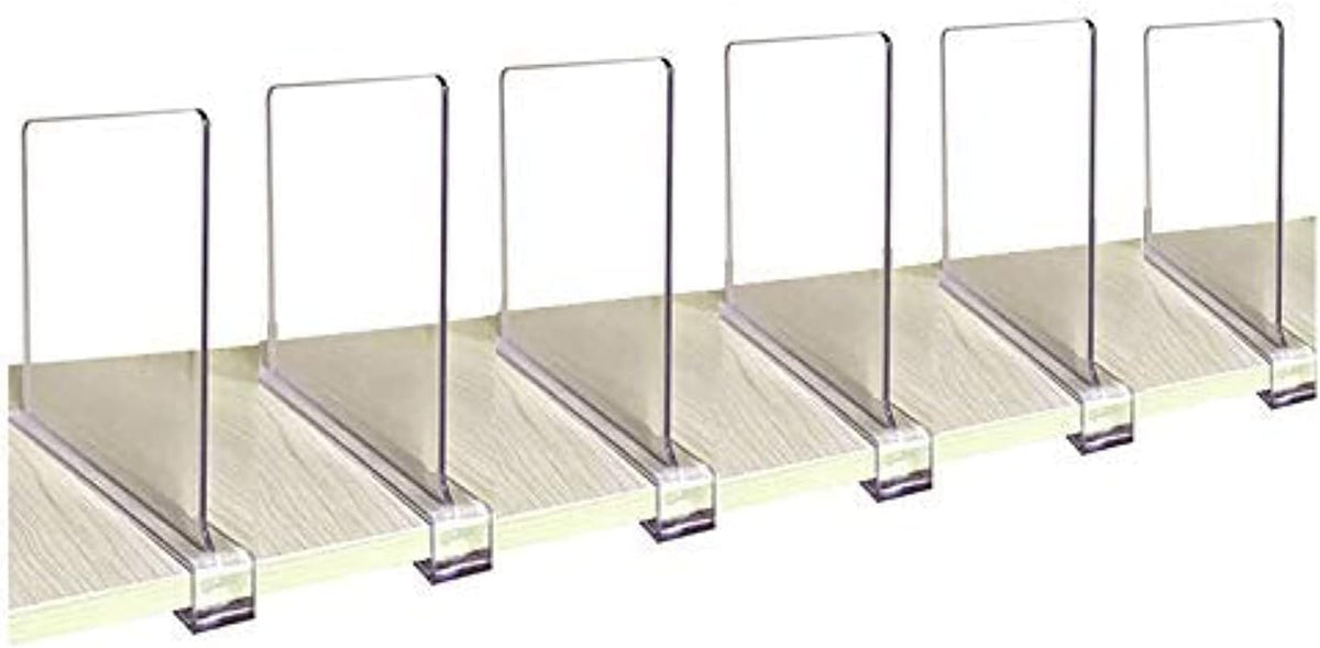 CY craft Acrylic Shelf Divider,Wood Shelf Dividers,Clear Closet Shelf Separators Clothing Organizer Perfect for Bedroom Shelving Organization and Kitchen Cabinet Shelf Storage,6 PCS