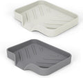 2 Pack Silicone Soap Dish for Shower with Self Draining Grey & Beige White