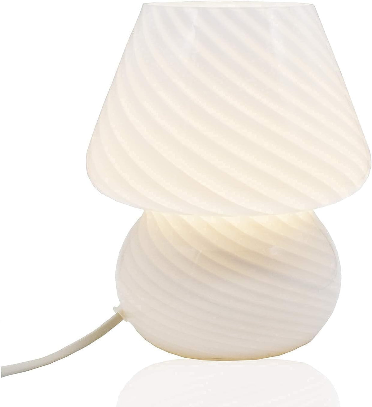 Translucent Table Mushroom Lamp Italian Style Modern Striped Glass Bedside Lamps Desk Light, Used for Baby Home Decoration of Dining, Living, Study,Gift