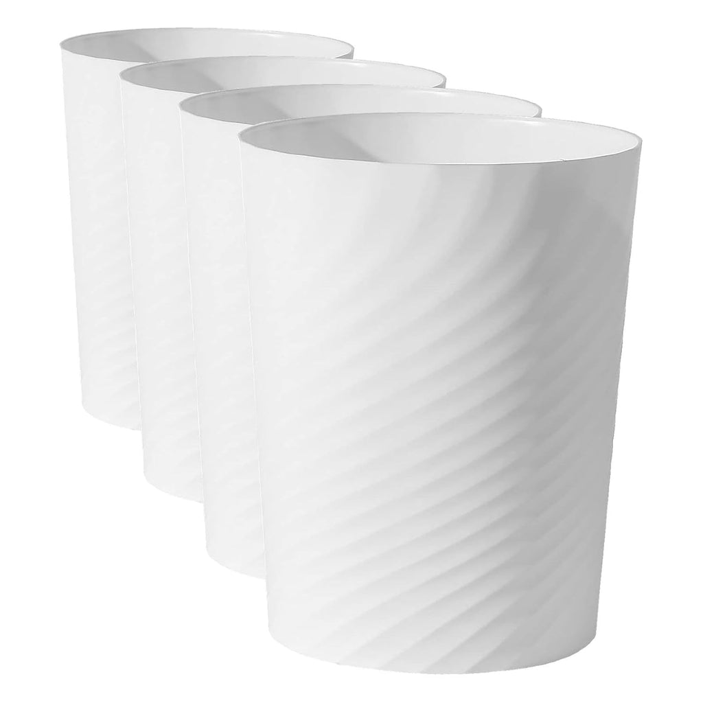 UUJOLY Plastic Small Trash Can Wastebasket, Garbage Container Basket for Bathrooms, Laundry Room, Kitchens, Offices, Kids Rooms, Dorms, (White, 1.8 Gallon) (Pack of 4)