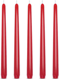 Set of 5 Red Taper Candles, Dripless Unscented Skinny 10 Inch Tall 7/8 Inches Diameter Wax Solid Colored Candlesticks for Home Table Valentine's Day Decor, 8 Hour Burn Time