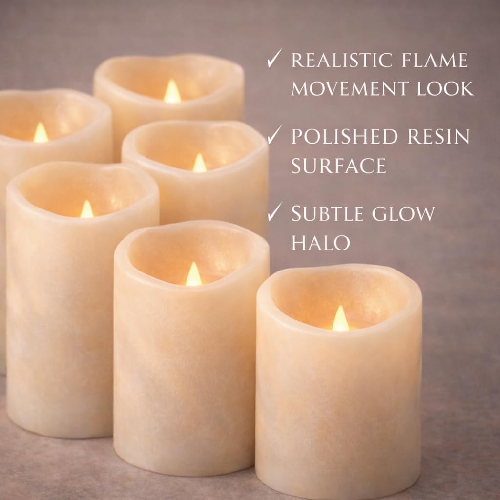Enido 9pcs Flameless Flicking LED Candles with Remote, Battery Operated Outdoor Waterproof Candles, Electric Candle for Dining Tables and Halloween Decoration