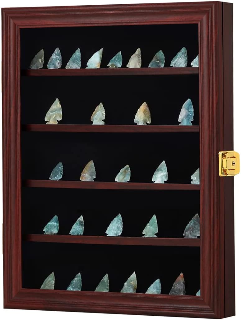 KCRasan Arrowhead Display Case Native American Arrowhead Shadow Box,Small