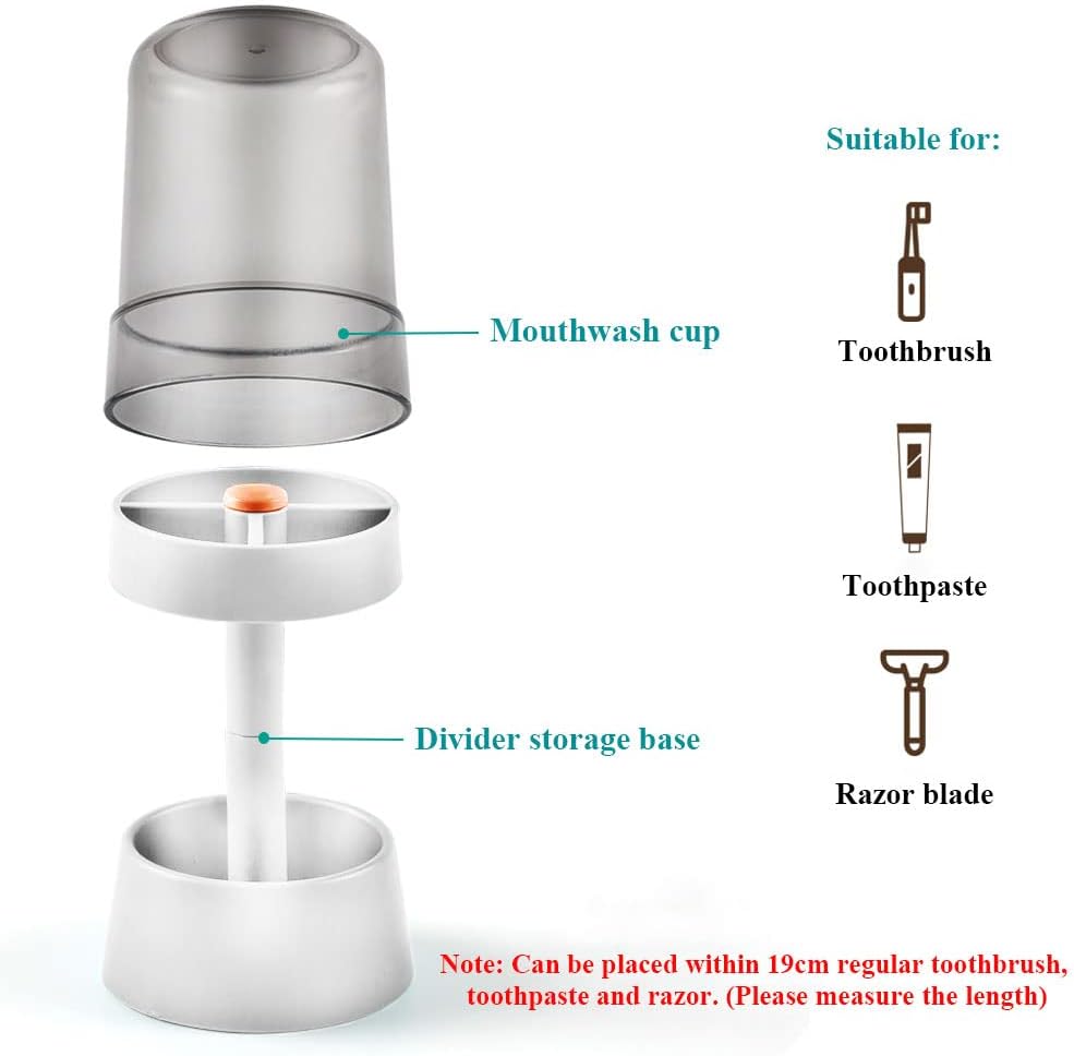 Toothbrush Holder with Cup/Cover Contains 3 Slots, Compatible with Conventional Toothbrushes, Can Store Toothpaste