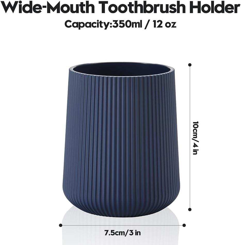 YAUKPH Navy Blue Striped Toothbrush Holder