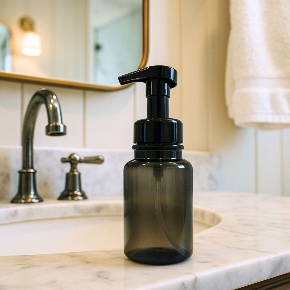14 oz Plastic Foaming Soap Bottle Dispenser (Gray/Black)