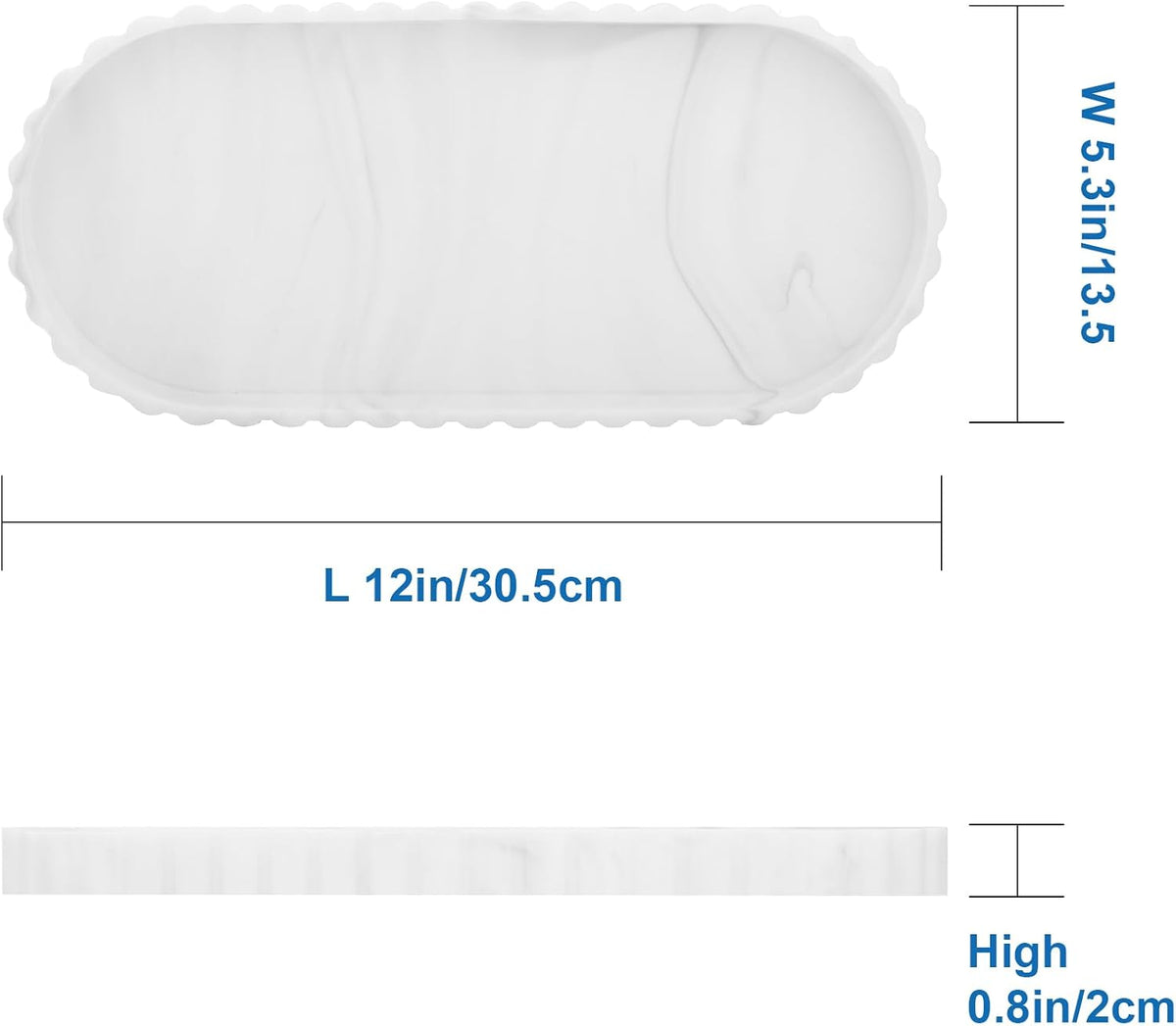 Bathroom Silicone Tray,Vanity Organizer,Kitchen Counter Decor,White Marble