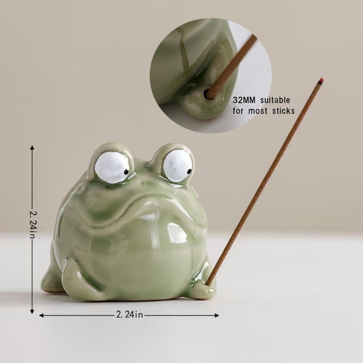 Frog Incense Burner, Incense Holder for Sticks, Ceramic Incense Stick Holder