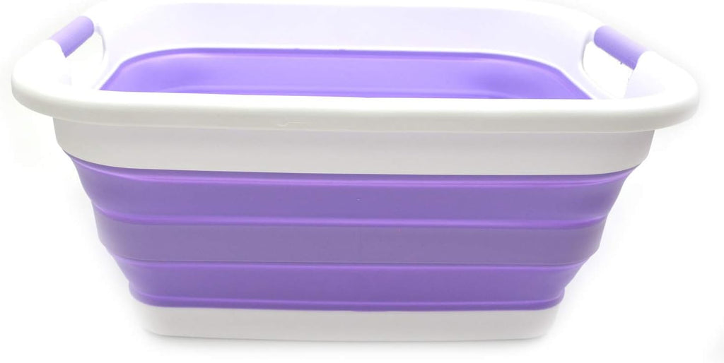 SAMMART 41L(10.8 gallon) Collapsible Plastic Laundry Basket-Foldable Pop Up Storage Container-Portable Washing Tub-Space Saving Basket,Water capacity 31L(8.2 gallon)