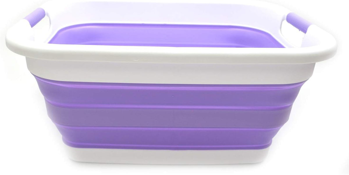 SAMMART 41L(10.8 gallon) Collapsible Plastic Laundry Basket-Foldable Pop Up Storage Container-Portable Washing Tub-Space Saving Basket,Water capacity 31L(8.2 gallon)