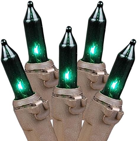 Novelty Lights 8.5 Feet 20 Bulb Green Mini Light String, Brown Wire