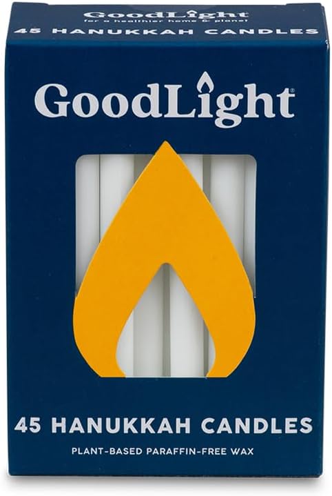 GoodLight Hanukkah Chanukah Menorah Candles Paraffin-Free White 45 Ct