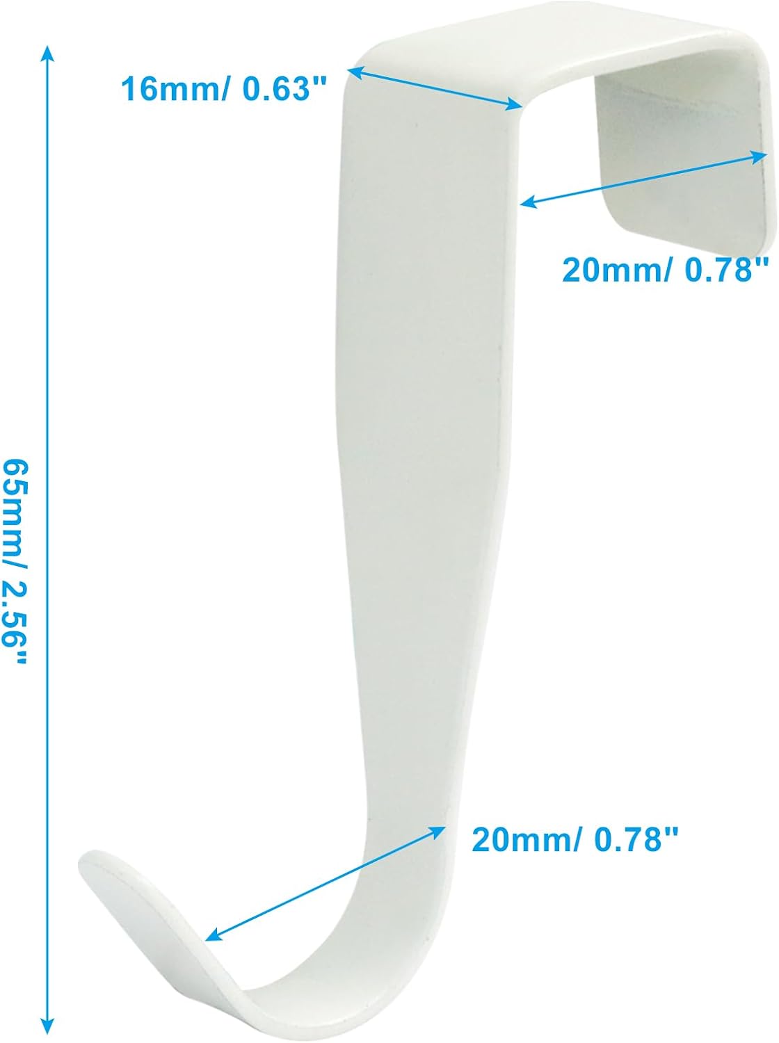4 Pcs Over Cabinet Door Hook, J-Shape Carbon Steel, White