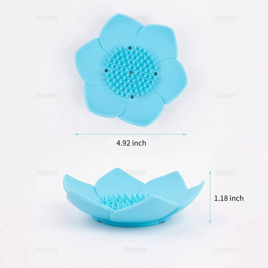 AUEAR, 4 Pack Lotus Flower Shape Silicone Soap Dish Holder Stand for Bar