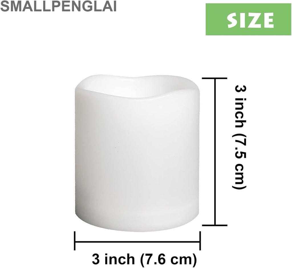 4 Pack Battery Operated Outdoor Indoor Flameless Pillar Candles, 3"x3"
