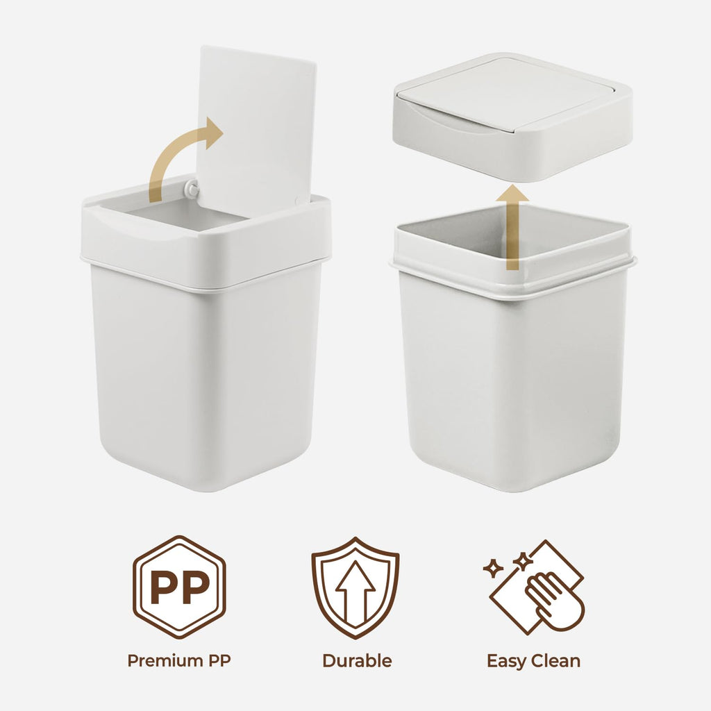 carrotez Coffee Bar Mini Trash Can, 0.5 Gal / 2L - White