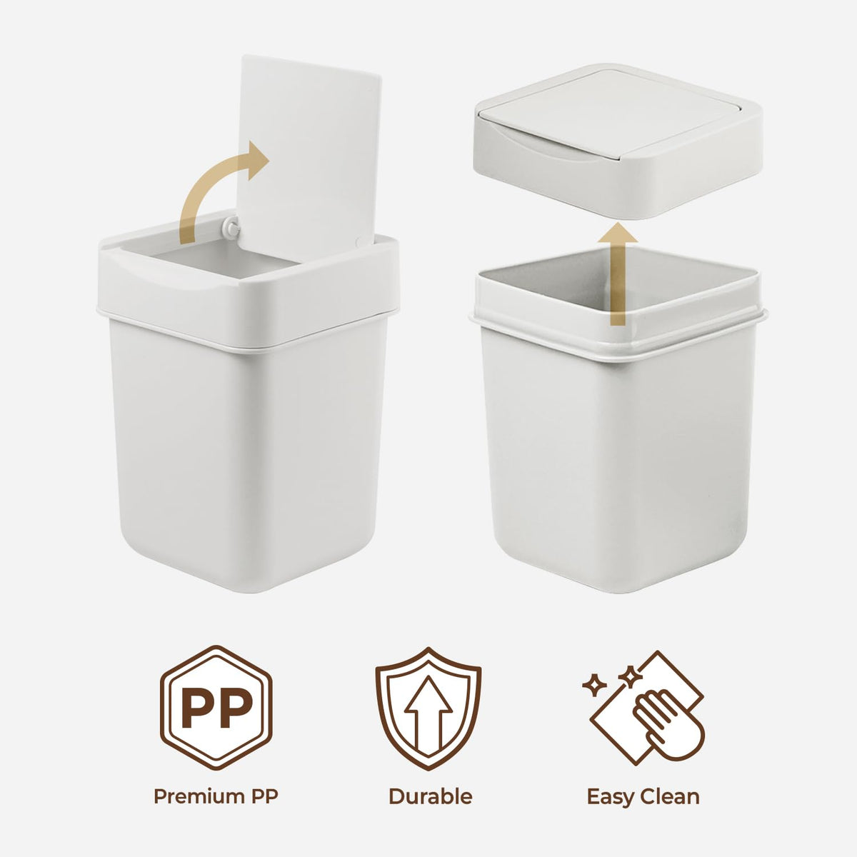 carrotez Coffee Bar Mini Trash Can, 0.5 Gal / 2L - White